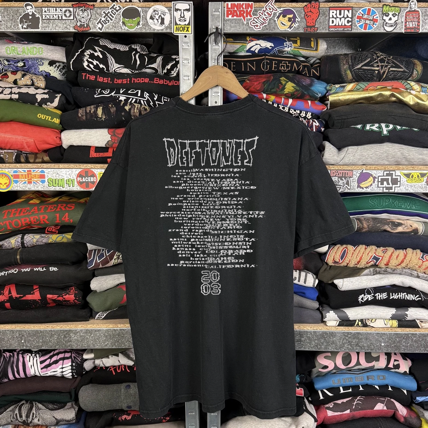 2003 Deftones Skull Tour Washed Black Tee