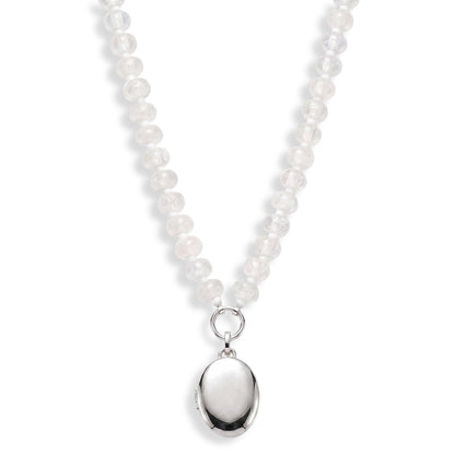 Personalized Semi-Precious Oval Locket Necklace