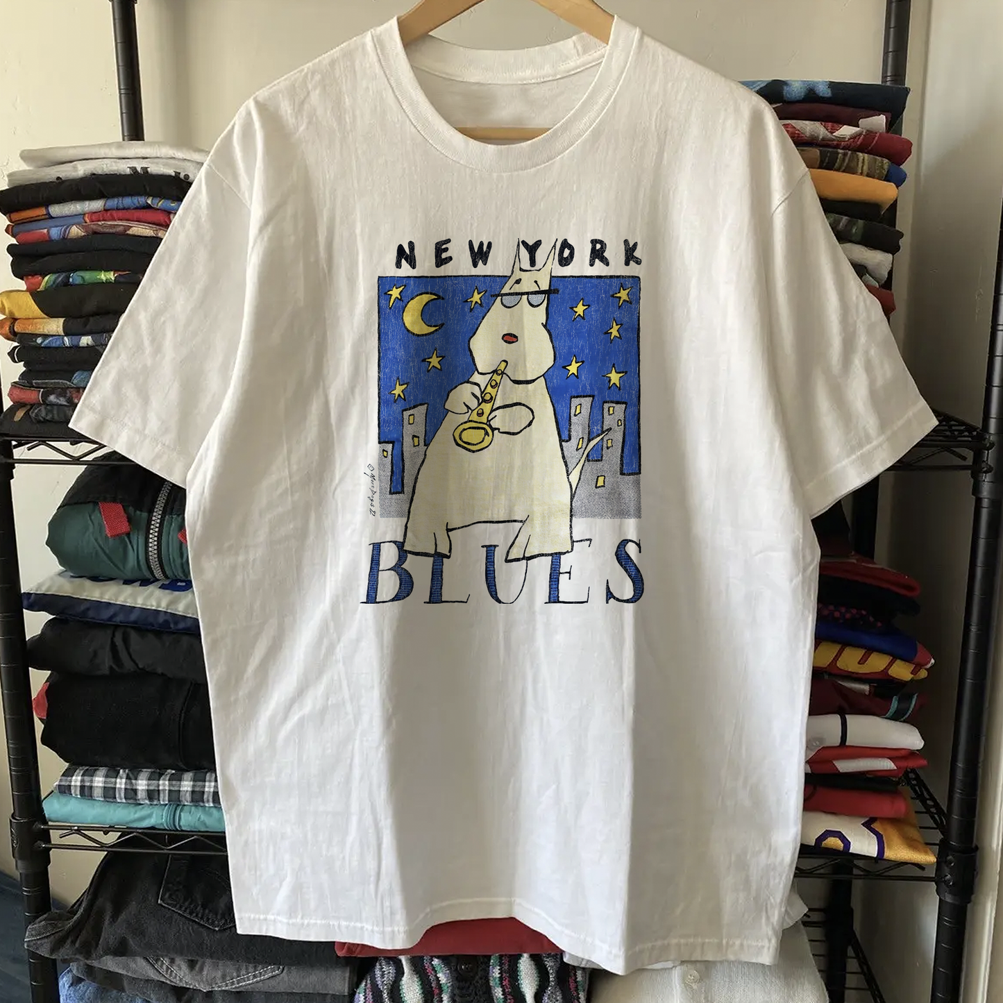 Rare New York Blues Washed White Tee