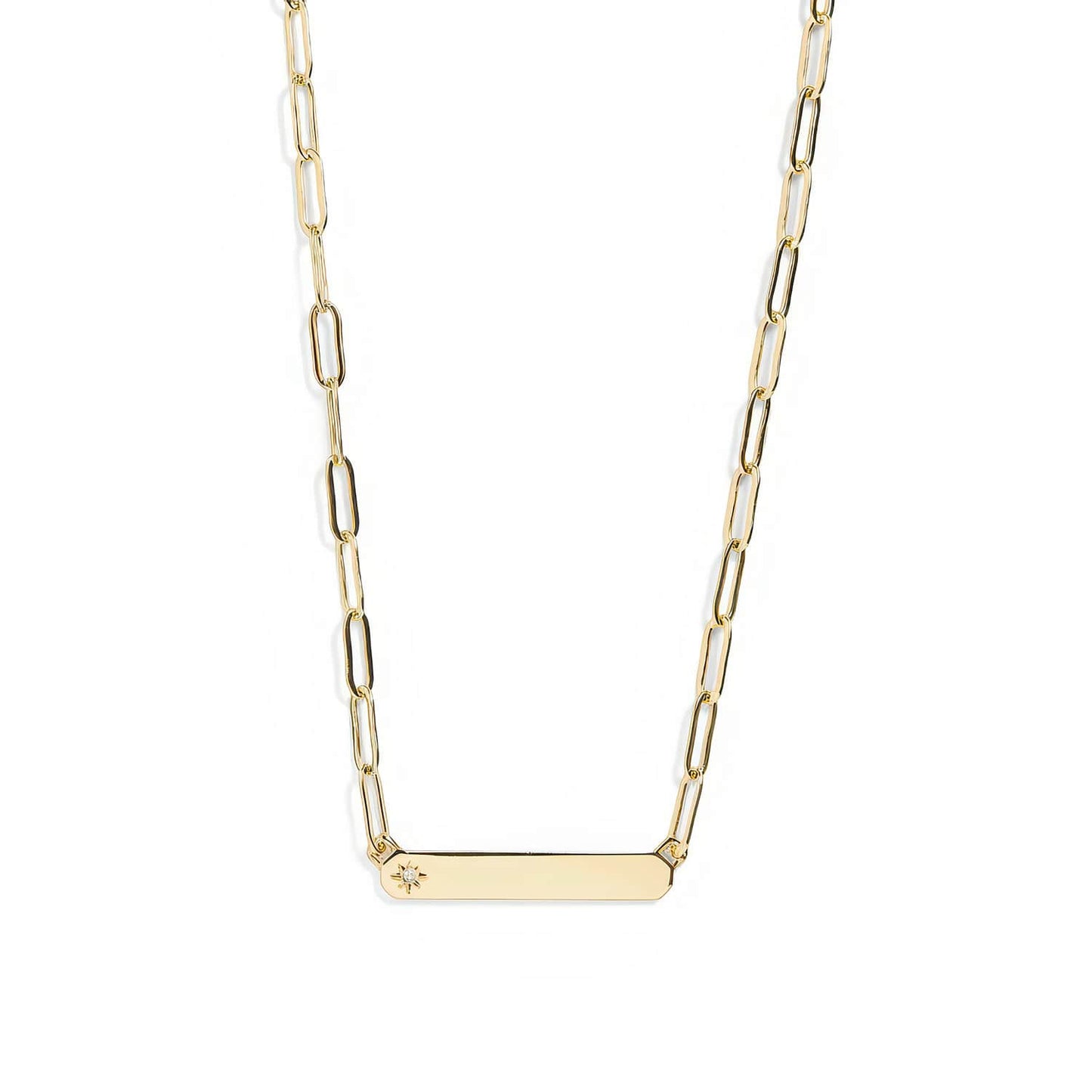 Engravable Bar Paperclip Necklace