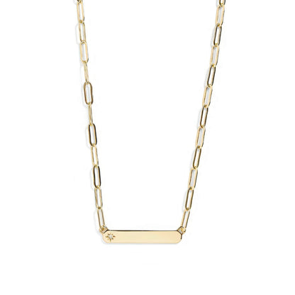 Engravable Bar Paperclip Necklace