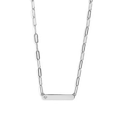 Engravable Bar Paperclip Necklace