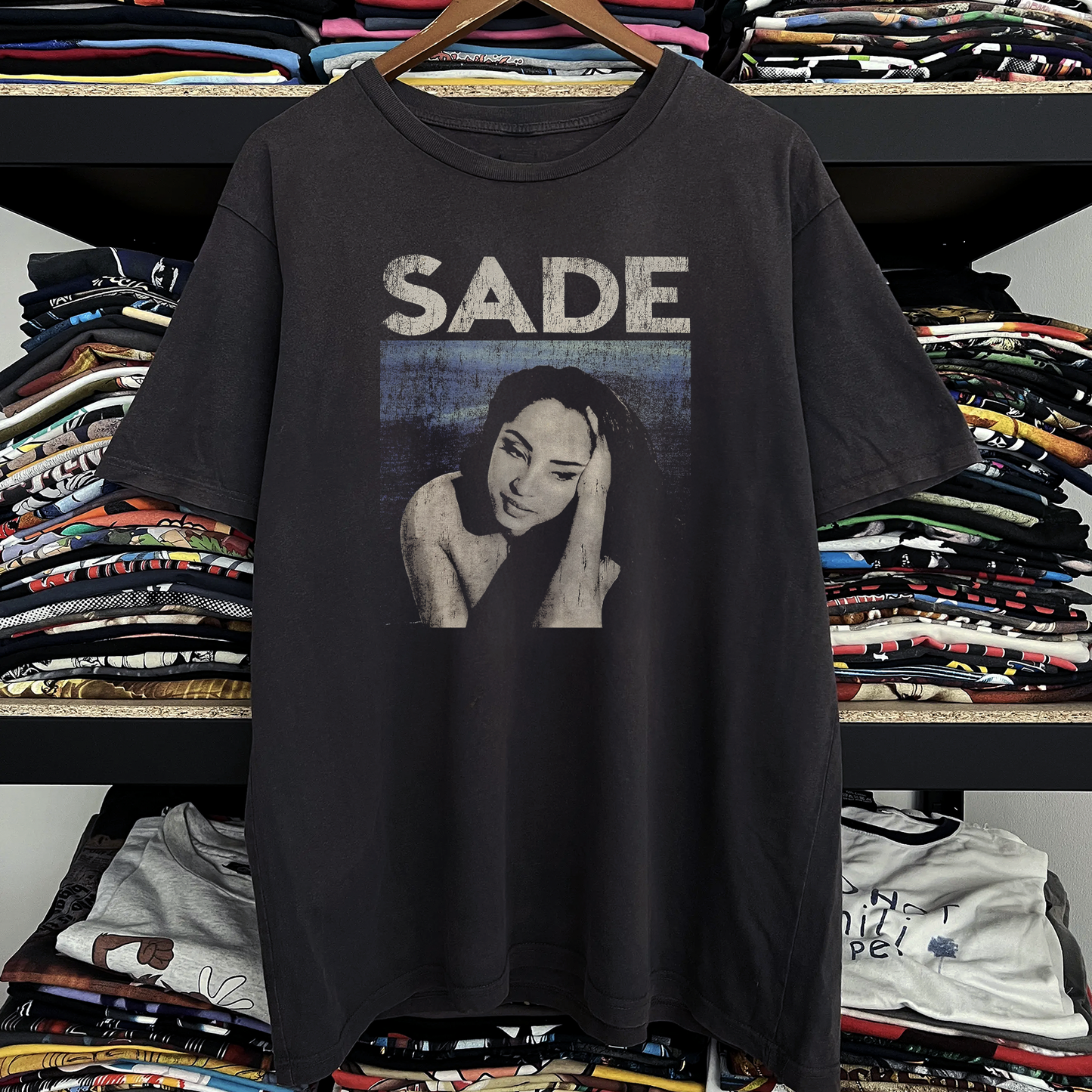 Rare Sade Portrait Washed Black Tee