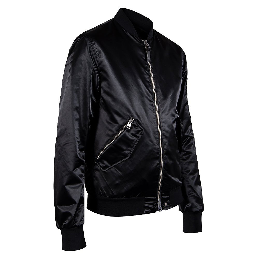 Ragnar Satin Bomber Jacket | Black