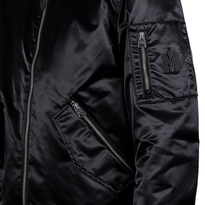 Ragnar Satin Bomber Jacket | Black