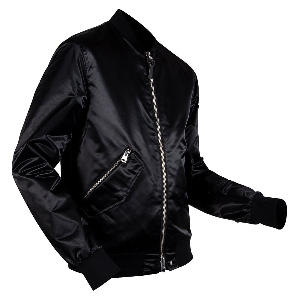 Ragnar Satin Bomber Jacket | Black