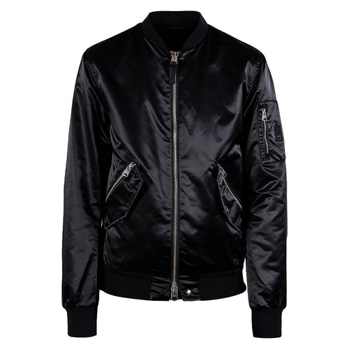 Ragnar Satin Bomber Jacket | Black