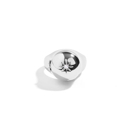 Personalized Circle Photo Locket Ring