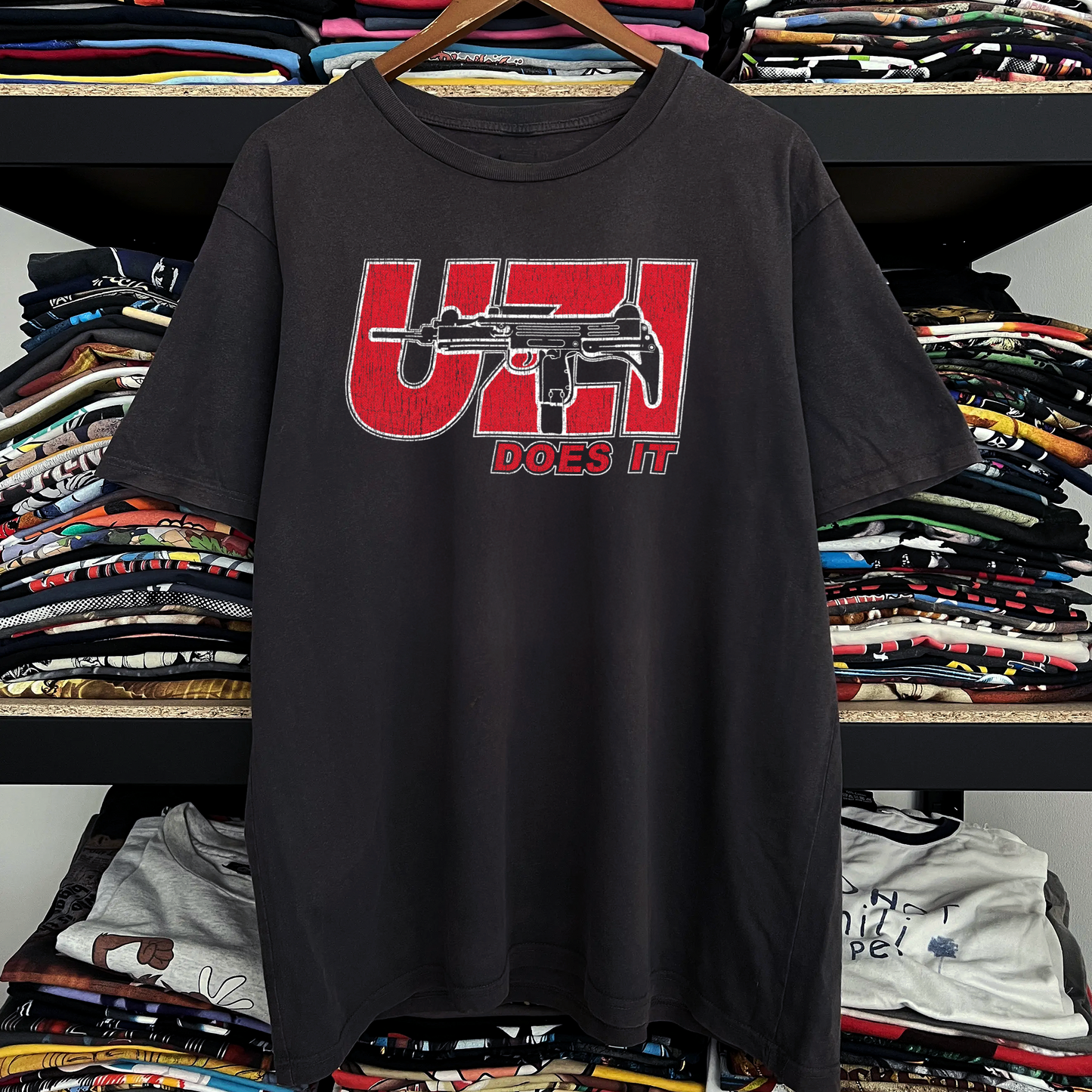Uzi Does It Washed Black Tee