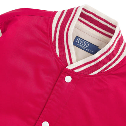 Satin Varsity Jacket | Ralph Red