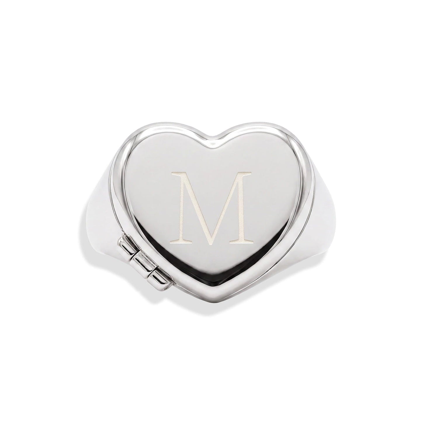 Personalized Heart Signet Locket Ring