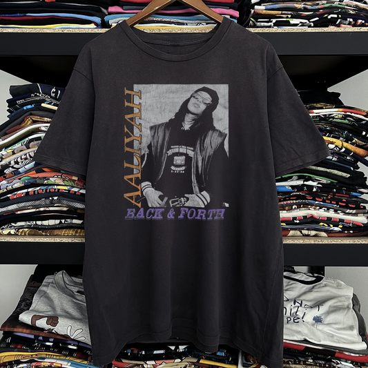 Rare Aaliyah Back and Forth Washed Black Tee