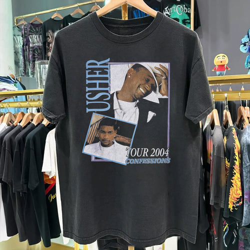Rare 2004 Usher Confessions Tour Washed Black Tee