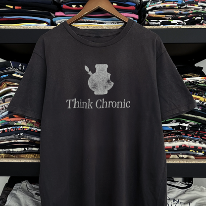 Rare Think Chronic Apple Parody Washed Black Tee