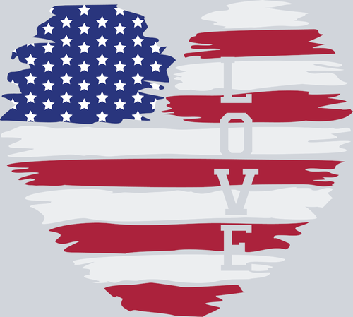 American Flag Heart Love - STK00216 (DTF Transfers)