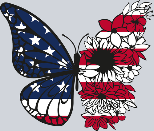 American Butterfly Flower Flag - STK00160 (DTF Transfers)