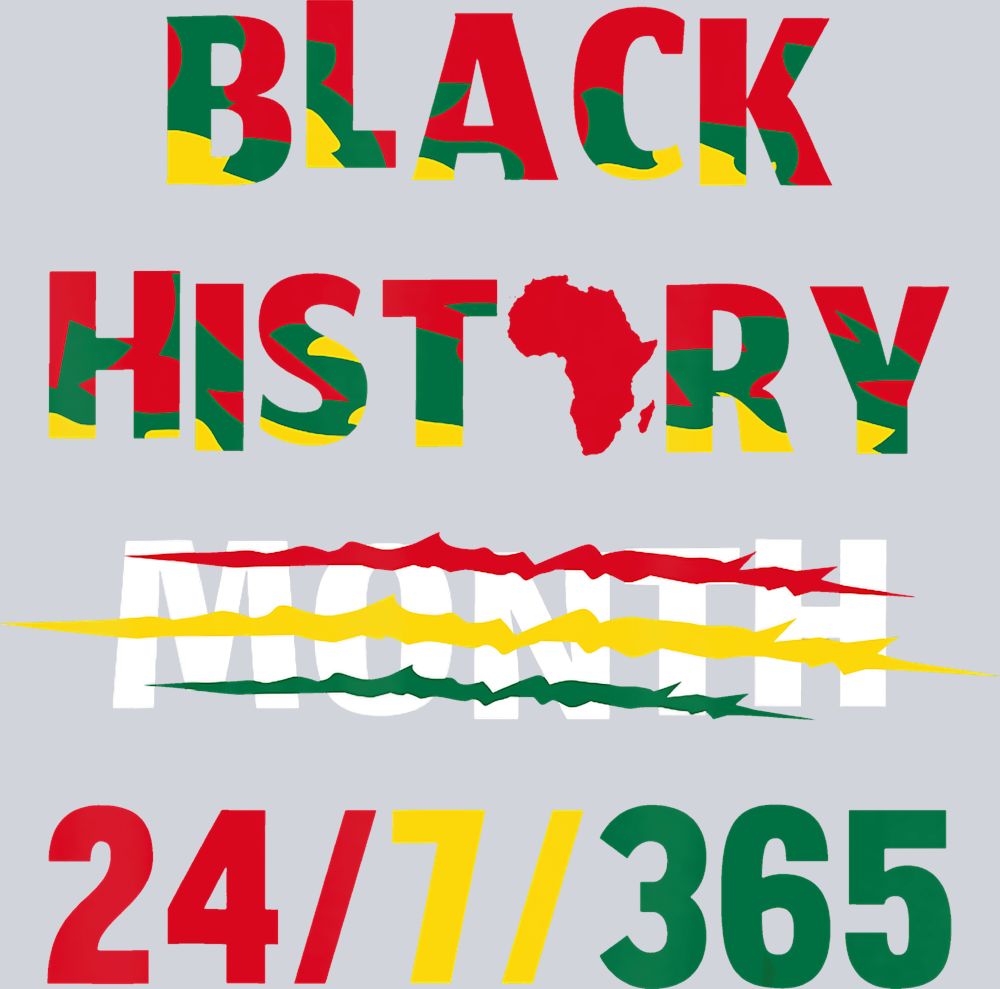Black History 24 7 365 Africa Shred - STK00657 (DTF Transfers)