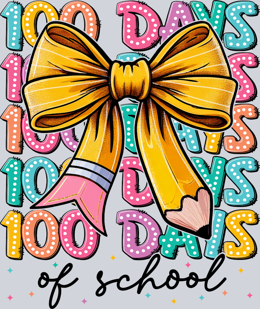 100 Days Of School Pencil Black - STK07281 (DTF Transfers)
