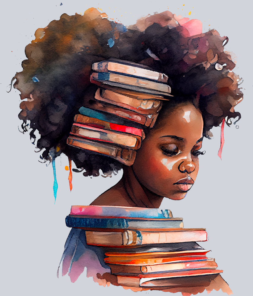 Black Girl And Books - STK00617 (DTF Transfers)