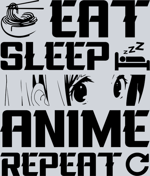 Anime Eat Sleep Anime Repeat Black - STK00258 (DTF Transfers)