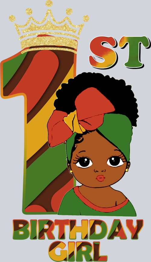 1st Birthday Little Black Girl Crown - STK00005 (DTF Transfers)