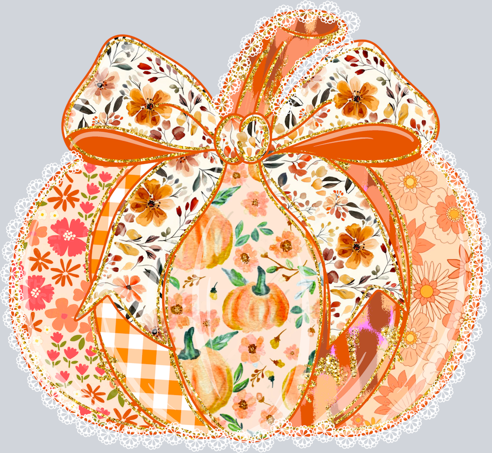 Autumn Pumpkins Lace - STK07345 (DTF Transfers)