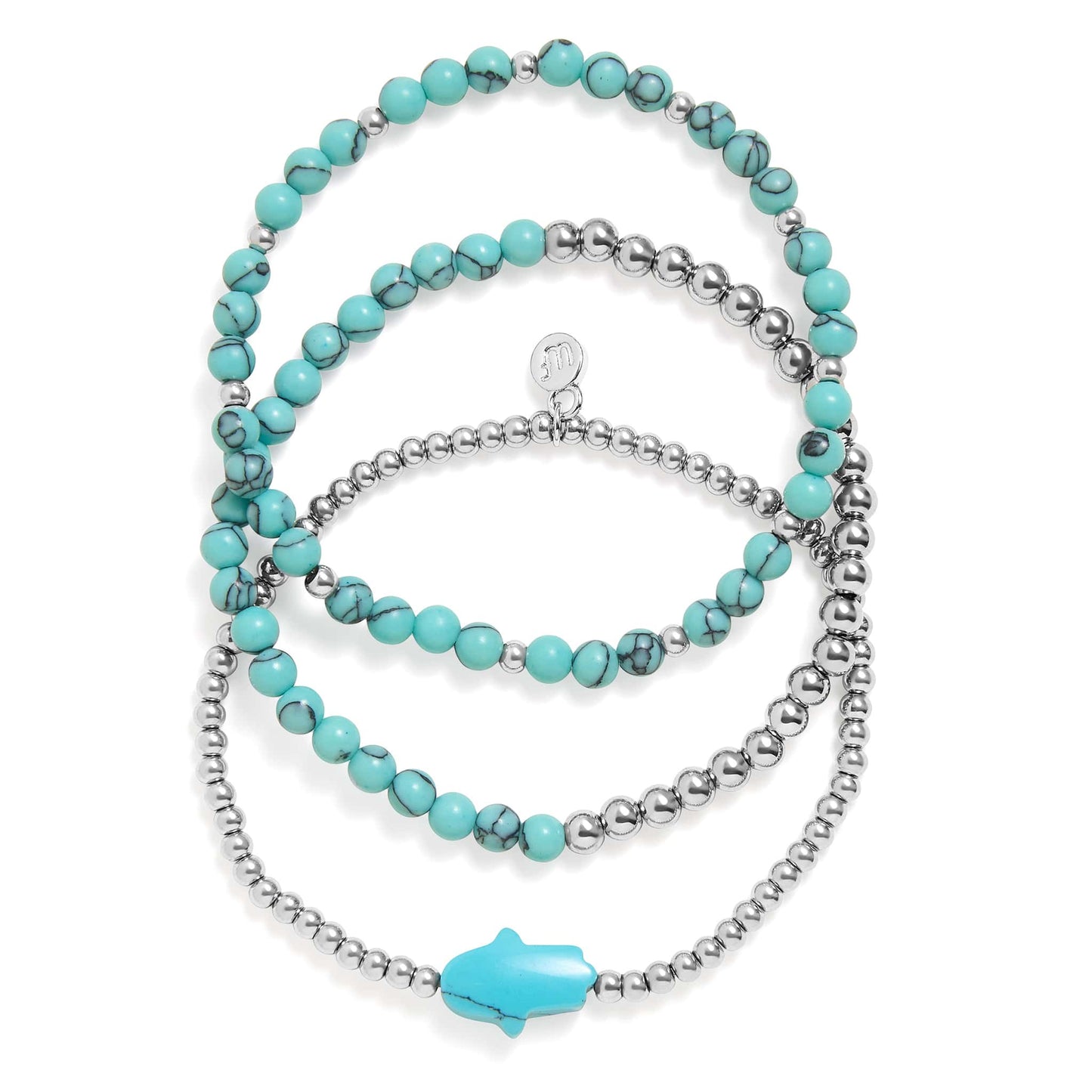 Turquoise Hamsa Stretch Bracelet Set