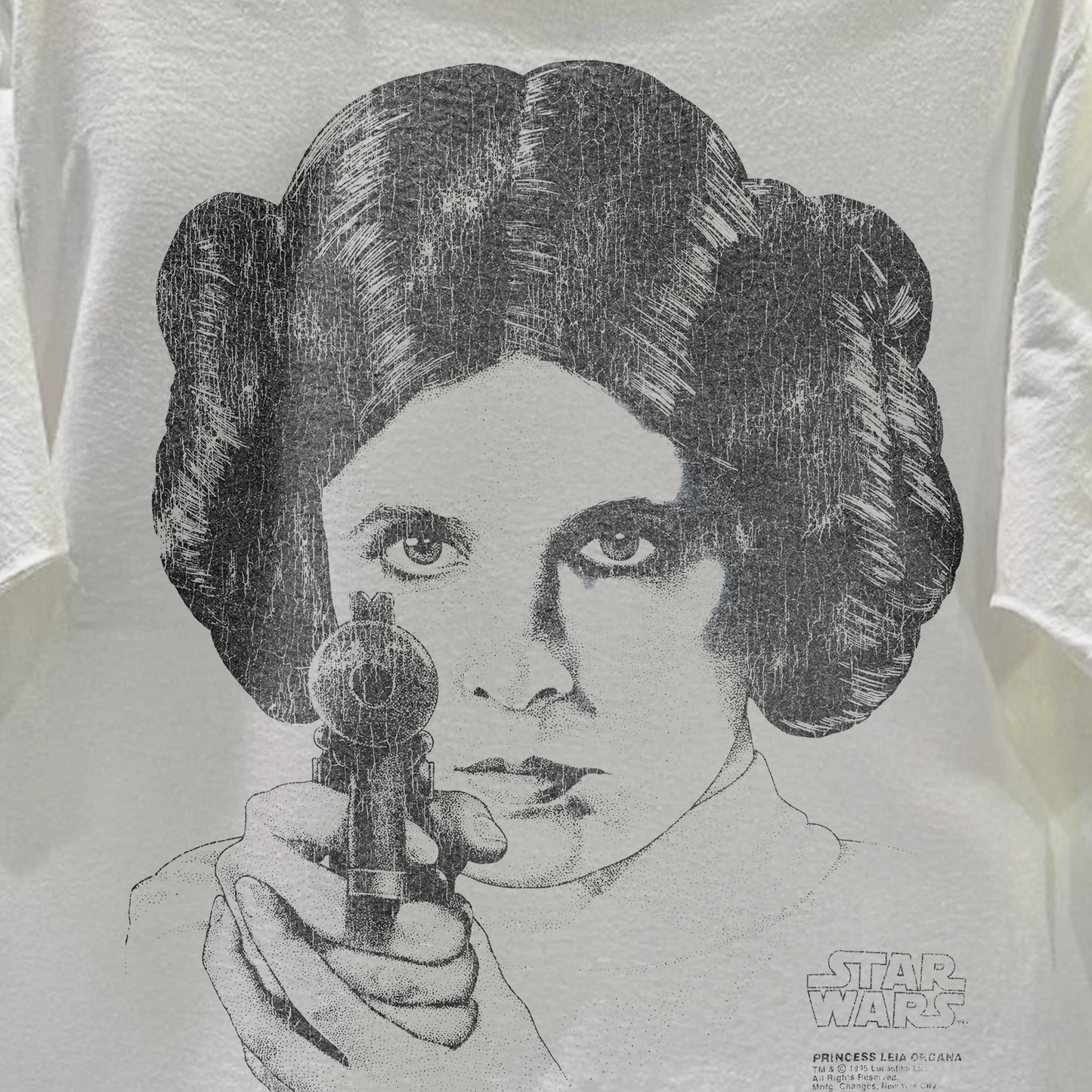 1995 Princess Leia Big-Face Rare Washed White T-Shirt